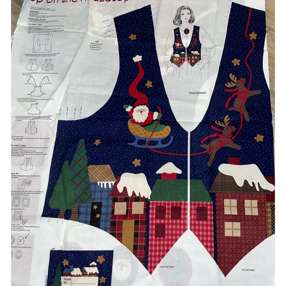 VTG Dream Spinners V.I.P Up‎ on the Housetop Vest Panel - Christmas - UNCUT